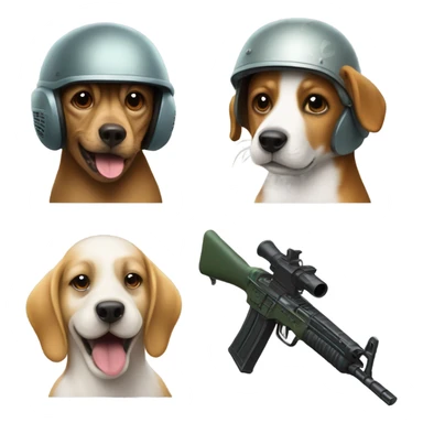 Dog wearing a helmet with ak47 and a lizard with a helmet and a ak47 sticker