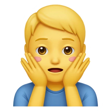 Yellow Standard emoji blushing and completely covering face with hands because they are flustered and embarrassed, face is very flushed sticker