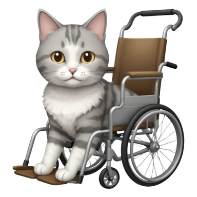 grey and white disabled cat in cat wheelchair sticker