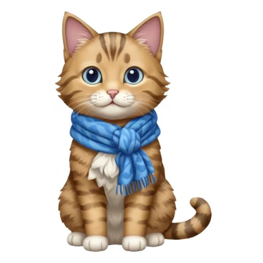 Cat wear a blue scarf, full body sticker