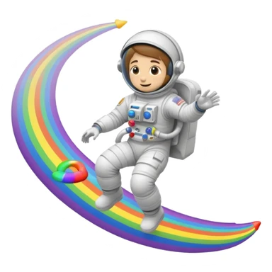 Astronaut ride rainbow trail sticker