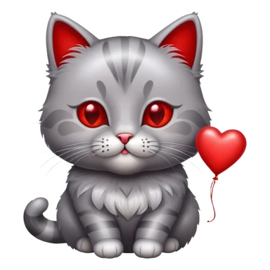 British cat holding a metallic red and heart-shaped balloon ( Valentine's Day theme ) sticker