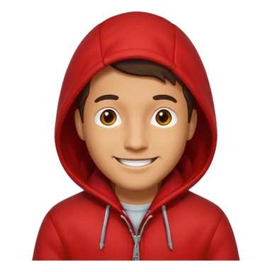 Man in red coat, hood down sticker
