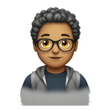 white chubby brazilian boy with hazel hair and glasses sticker