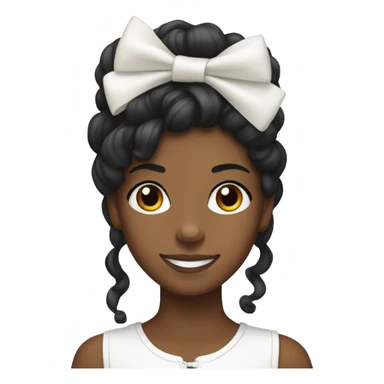 Black teen, who is rich , smiling , with white Bow in her hair,she has locks,holding a Rottweiler ￼ sticker