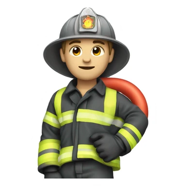 fire fighter, whole body, holding a hose sticker