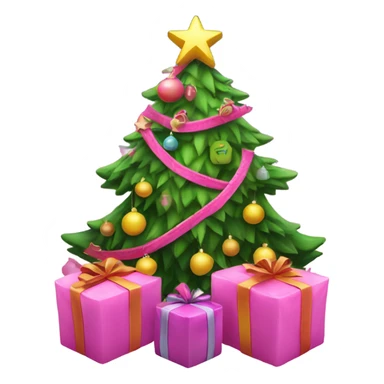 Christmas tree with pink toys and yeli star on top  sticker