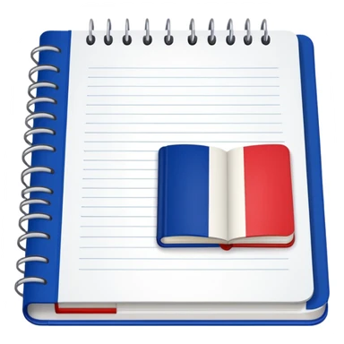 open notebook with French flag on the page sticker