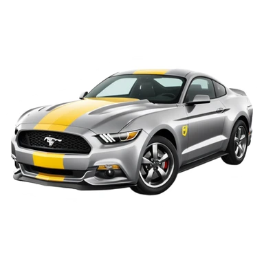 Ford Mustang with center black strip design and in written 309 and in front real pony logo in yellow colour  sticker
