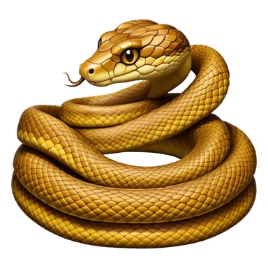 cinematic-python-realistic-full-body-coiled-emoji,-thick-scaled-body-looped-tightly,-intricate-brown-and-gold-patterned-scales-reflecting-light,-head-tilted-dramatically,-slitted-eyes-staring-calmly,-simplified-yet-realistic-focused-features,-highly-detailed,-glowing-with-an-almost-sarcastic-glow sticker