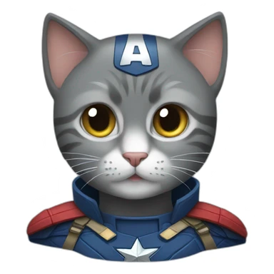 a grey cat as captain america sticker