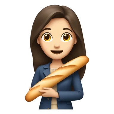 Brunette woman holding a baguette sticker