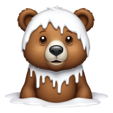 Brown bear covered in white paint sticker