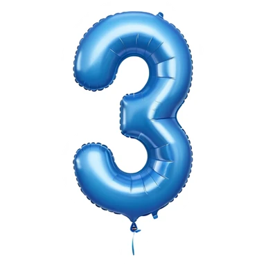 number 3 balloon in blue sticker