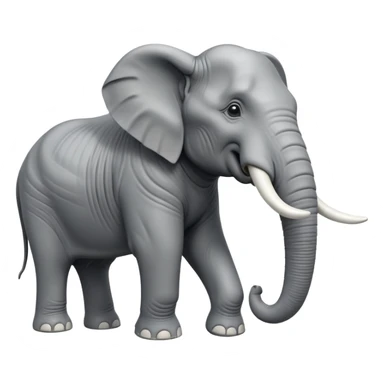 A giant 3D cartoon elephant in side view, towering and muscular, long tusks forward, thick textured skin, dust swirling around, strong sunlight and dramatic shadows, Memoji-style but intense and powerful. sticker