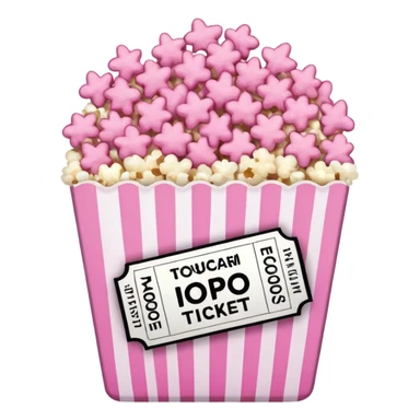 pink popcorn with 2 movie tickets sticker