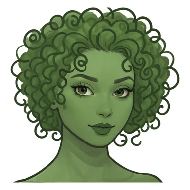 girl with curly hair, makeup, good style  sticker