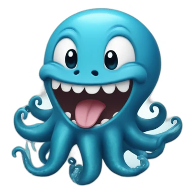 cute blue kraken laughing super sayian sticker