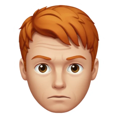The 🤨 raised eyebrow emoji but with short ginger hair (a man) sticker