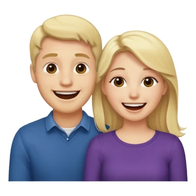 Two people laughing, one man blonde and one brunette lady sticker