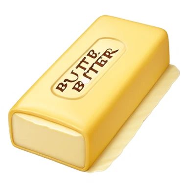 Create an image with butter and text in front that says butter  sticker