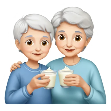 Grandmother offering yogurt to grandson sticker