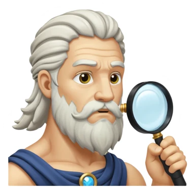 Zeus de perfil mirando con una lupa de sticker