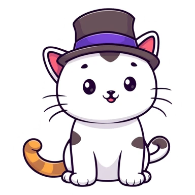 playful cat with a fancy hat sticker
