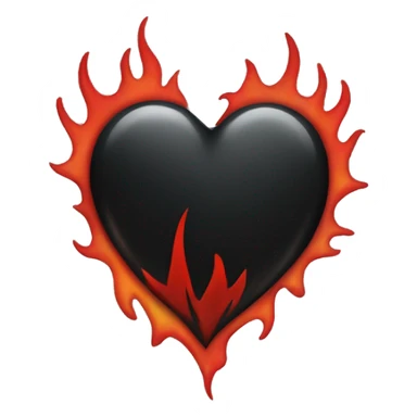 Black heart with red flames around it sticker