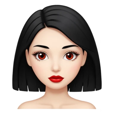 Красивая девушка с черными волосами с ресничками и бровями парманент sticker