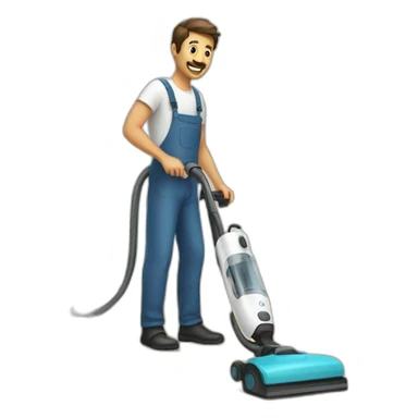 Man using vacuum cleaner sticker
