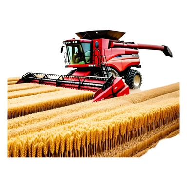 Case IH Axial-Flow 8250 (2022) – Cinematic-realistic Case IH Axial-Flow 8250 harvester, its deep red body towering over endless wheat fields. The massive cutting header slices through golden crops, sending a steady stream of grain into the bin as dust and chaff swirl in the afternoon sun. sticker