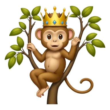 Kral taçlı ağaca çıkmış maymun sticker