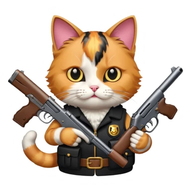 Cat with a gun sticker