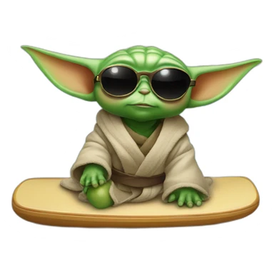 Baby yoda with sunglasses on the surf table sticker