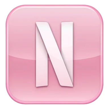 Netflix aesthetic "N" logo in pastel pink with white glowing outline sticker