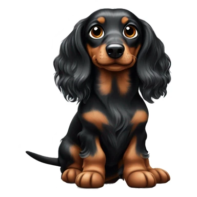 Long-haired black merle dachshund with small one  sticker