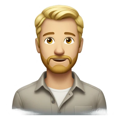 english man, very short hair blonde, blonde medium length size full beard, in a smart unbuttoned shirt. sticker