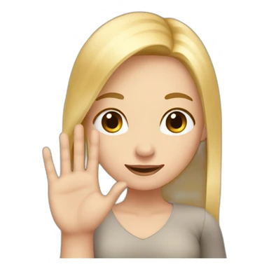 white skin girl with blonde hair showing ONLY THREE out of five fingers up on her ONE hand sticker