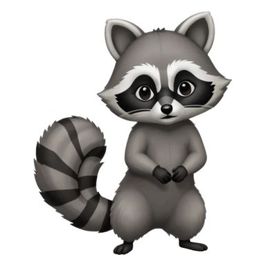 Create a single emoji of a Raccoon in full body, shown at a slight side angle in a natural, characteristic pose. Cute and stylized like an emoji, but clearly recognizable
 sticker