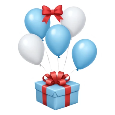Please make light blue and white balloons too, make several and tie them to a gift sticker