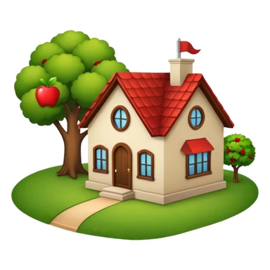 house with a red roof sitting on the Texas state outline, apple emoji style, no text sticker