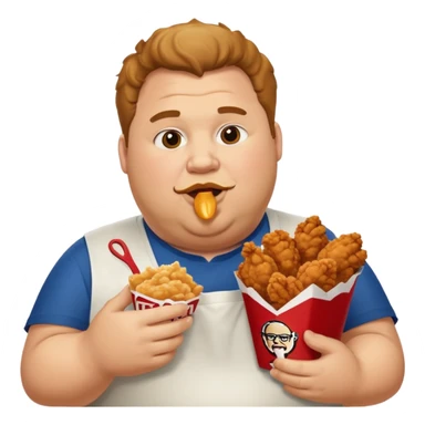 A fat guy eating kfc fried chicken  sticker