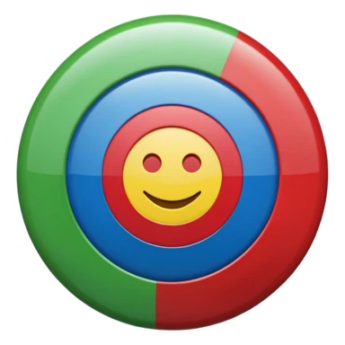 A glossy 3D emoji icon of the Romani flag. The flag is a horizontal bicolor, blue on top and green on bottom. A red spoked wheel chakra symbol is centered across the middle. The style is cute, rounded, shiny, plastic texture, digital icon art, isolated on a plain background. sticker