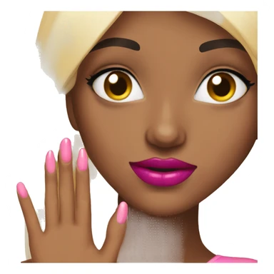 Blonde girl this brown eyes ang red manicure and pink lipstick  sticker