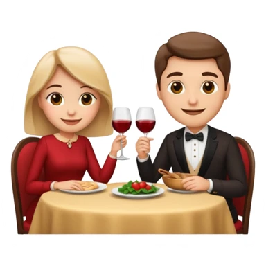 apple style emoji, couple having a romatic dinner date at home sticker