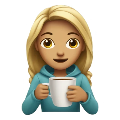 Girl exhausted holding coffee sticker