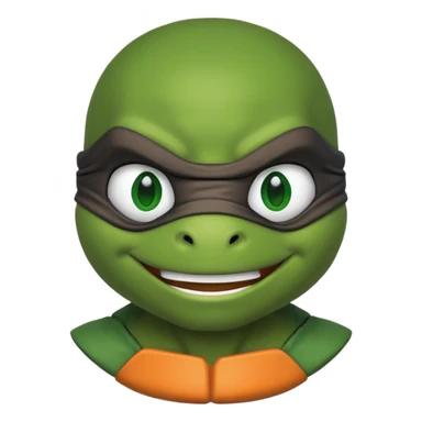 Michelangelo from Teenage Mutant Ninja Turtles, emoji style, head only, cute minimalistic style, smiling sticker