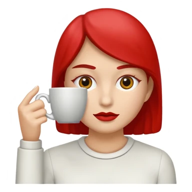 Una figura roja con cabeza cuadrada y cuerpo de rectángulos con cara con dos ojos negros como puntos y cejas preocupadas sin boca y que tenga como una especie de polvo café en la cabeza sticker