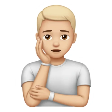 Person rubbing painful wrist with pained expression sticker